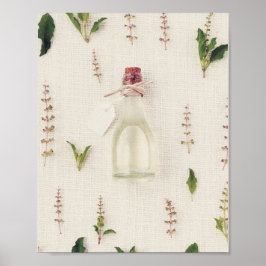 Getrocknete Kräuterglasflasche mit einbrechender T Poster