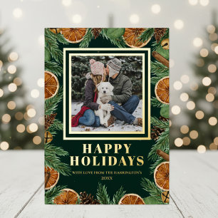 Getrocknete Orangenkiefernwälder Happy Holidays Go Folien Feiertagskarte