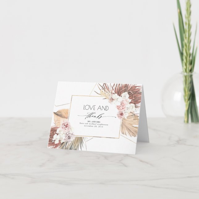 Getrocknete Palm Blätter Floral Tropical Vielen Da Dankeskarte (Vorderseite)