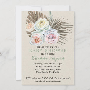 Getrocknete Palme Moderne Boho-Blumen neutrale Bab Einladung
