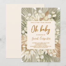 Getrocknete Palmen Lunaria Baby Dusche Einladung