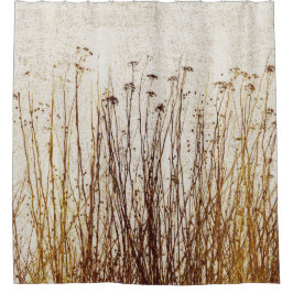 Getrocknete Pflanze Primitive Gingham Brown Yellow Duschvorhang