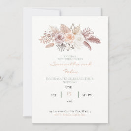 Getrocknete Rose und Blätter zum Hochzeitsempfang Einladung