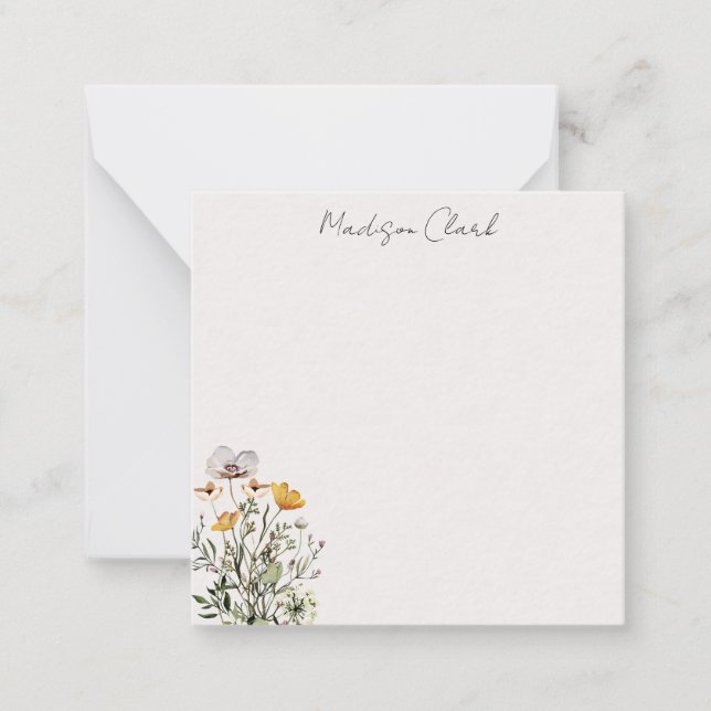 Getrocknete Wildblume Bouquet Personalisierter Nam Mitteilungskarte (Vorderseite)