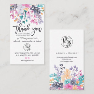 Getrocknetes florales Wasserfarblogo, Bestellung b Visitenkarte