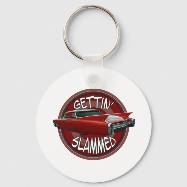 gettin slammed 1960 Cadillac Rollin red lowrider Schlüsselanhänger (Vorderseite)