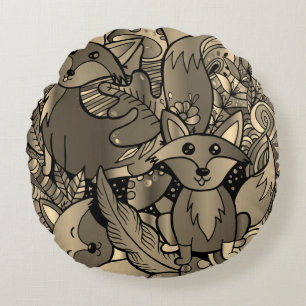 Getting Foxy Sepia Tone Rundes Kissen