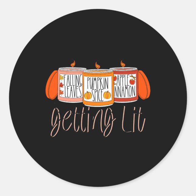 Getting Lit Fall konzentrierte Kerzen Pumpkin Gewü Runder Aufkleber (Vorderseite)