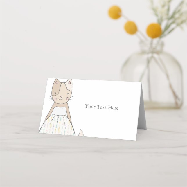 Getting Meowied Cat Theme Bridal Baby Shower Platzkarte (Vorderseite)