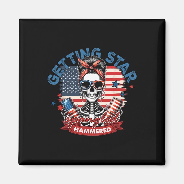 Getting Star Spangled Hammered American Skeleton 4 Magnet (Vorne)