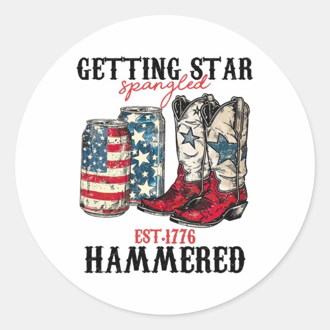 Getting Star Spangled Hammered Est 1776 Runder Aufkleber (Vorderseite)