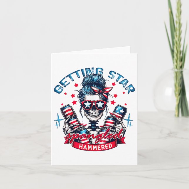 Getting Star Spangled Hammered Skelett 4. Juli Karte (Vorderseite)