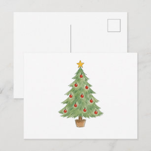 Gettopfter Weihnachtsbaum mit roten Ornamenten Postkarte