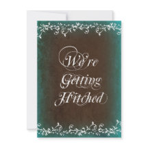 Gettting Hitched Aqua Brown Hochzeit Einladungen