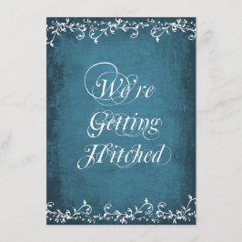 Gettting Hitched rustikale blaue Einladung