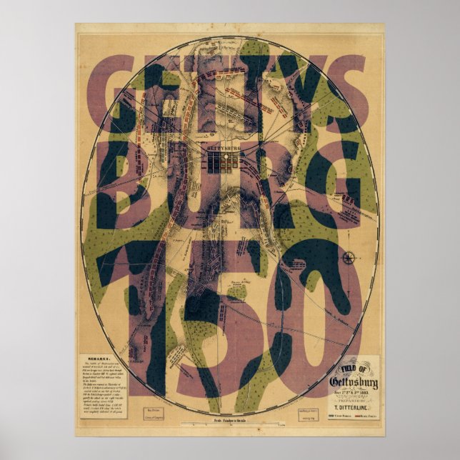 Gettysburg 150. Jubiläumsfahrplan Poster (Vorne)