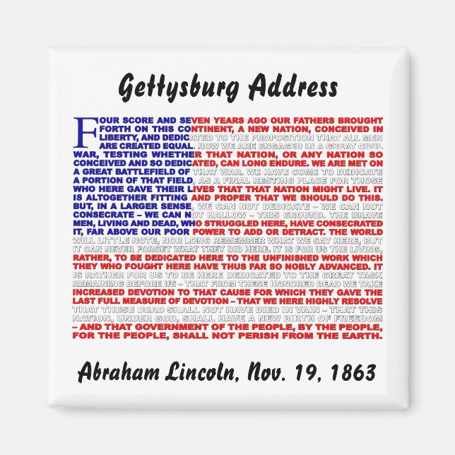Gettysburg-Adresse Magnet (Vorne)