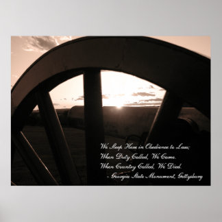 Gettysburg: Canon & Sunset mit Memorial - Poster