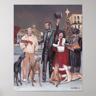 Gettysburg Christmas II Greyhound Dog Art Print Poster