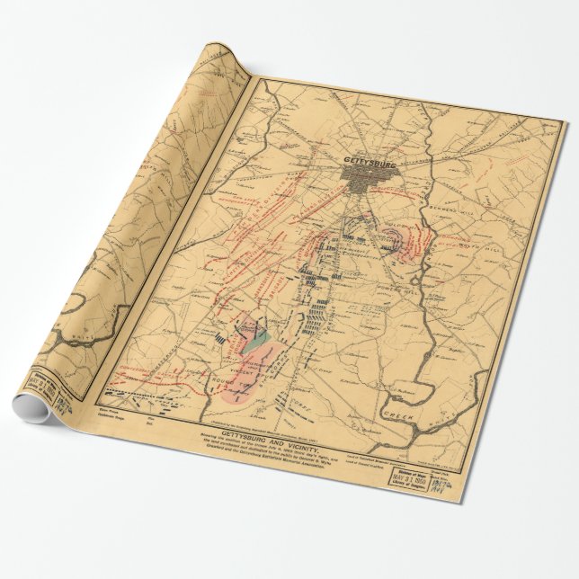 Gettysburg u. Nähe-Truppe bringt am 3. Juli 1863 Geschenkpapier (Ungerollt)