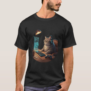 Getüpfelte Katze Gamer Stem Controller Tastatur Ga T-Shirt