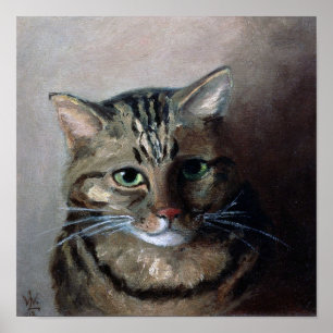 Getüpfelte Katze in Öl gemalt, Louis Wain Poster