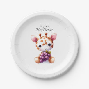 Getupfte braune Wasserfarbe-Giraffe-Baby-Party Pappteller