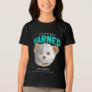 Gewarntes Slogan mit Bär-Puppe in Hood-Maske Vekto Tri-Blend Shirt