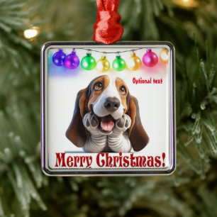 Gewartet auf Santa Basset Hound Ornament Aus Metall