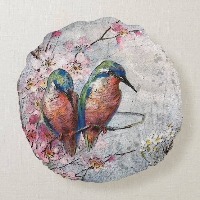 Gewartet für den Oberkeipfervogel Rundes Kissen (Rückseite)