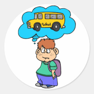 Gewartet für den Schulbus Runder Aufkleber