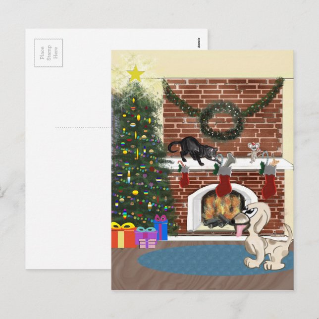 Gewartet für die Santa Postcard Feiertagspostkarte (Vorne/Hinten)