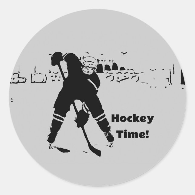 Gewartet für Puck - Hockey Player Runder Aufkleber (Vorderseite)