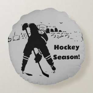 Gewartet für Puck - Hockey Player Rundes Kissen