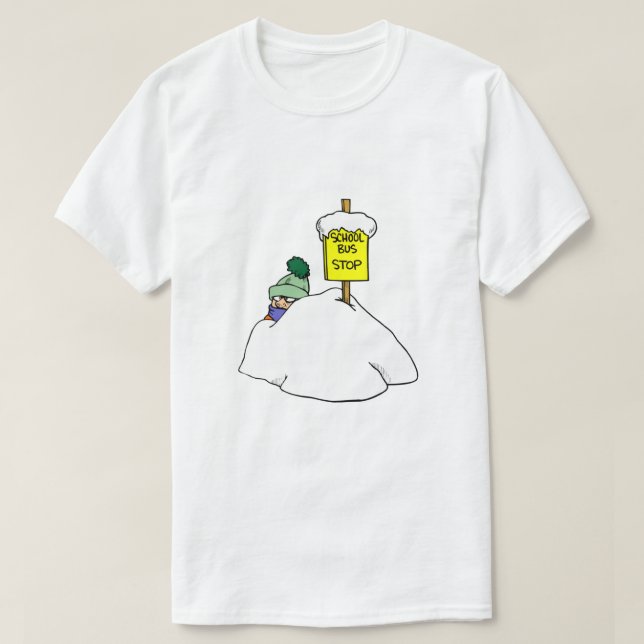 Gewartet für Schulbus im Winter Schnee T-Shirt (Design vorne)