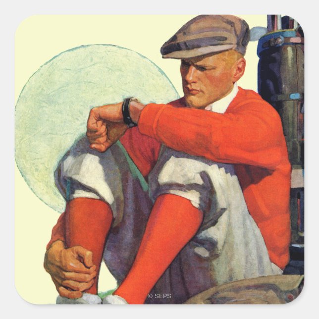 Gewartet Golfer Behalten Quadratischer Aufkleber (Vorderseite)