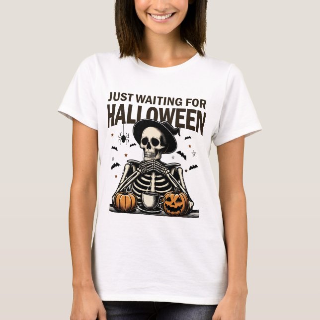 Gewartet Halloween Skeleton Drink Coffee T-Shirt (Vorderseite)