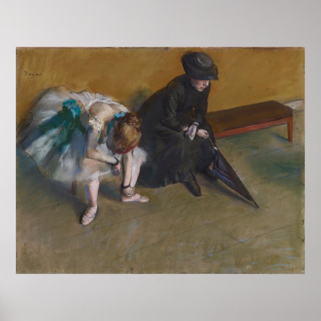Gewartet von Edgar Degas Poster (Vorne)