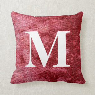 Gewaschener Denim-Entwurf #10 mit Monogramm Kissen