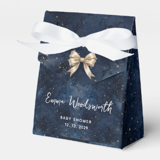 Gewaschener Navyblauer Nachthimmel Golden Schleife Geschenkschachtel
