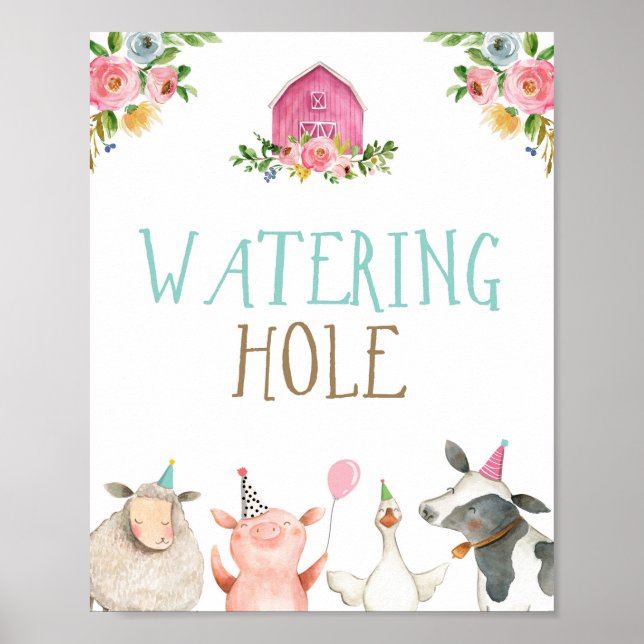 Gewässer Hole Farm Animals Barnyard Girl Geburtsta Poster (Vorne)