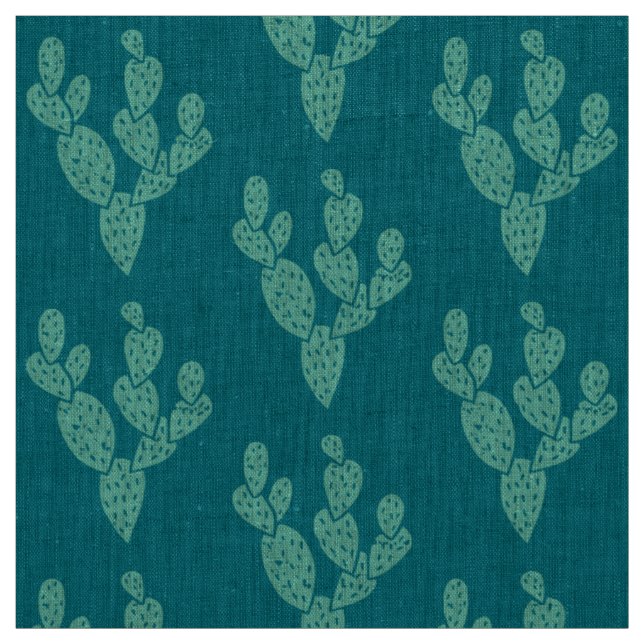 Gewebe: Aquamarine Cacti Naturstoffe Stoff (Muster)