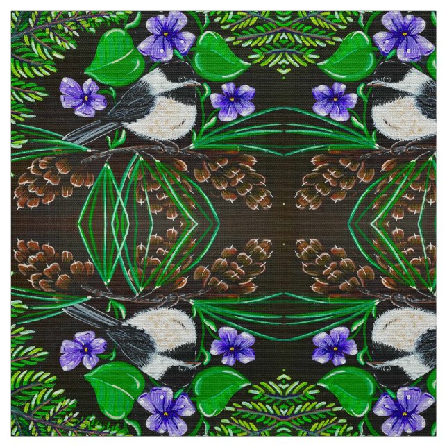 Gewebe aus Chickadee und Violetten Stoff (Muster)