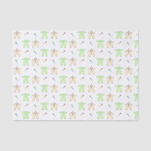 Gewebe aus gelben und grünen Baby-Kleidern Seidenpapier (Vorderseite)