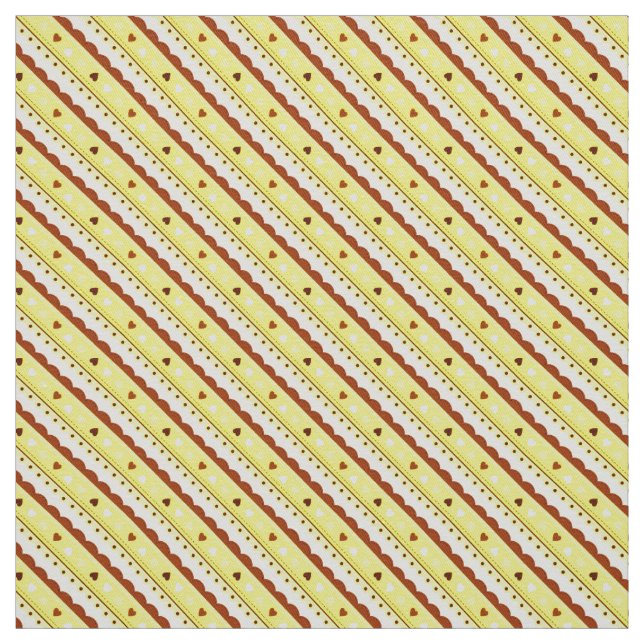 Gewebe aus Herz und Spitzen/Gelb Stoff (Muster)