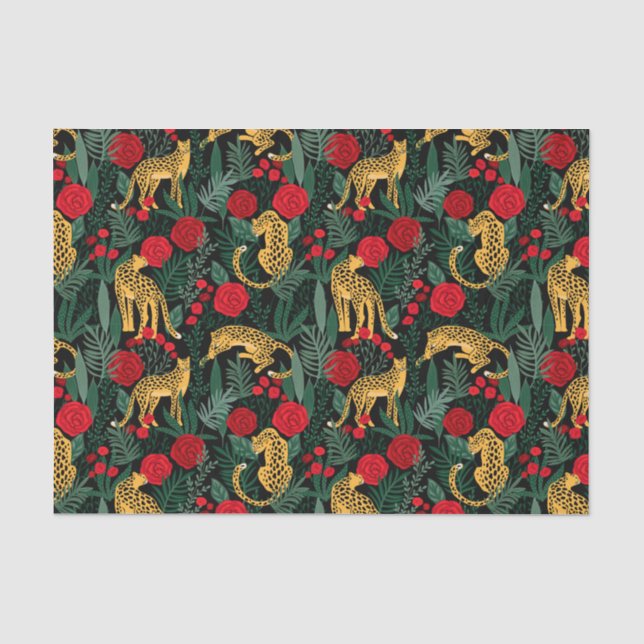 Gewebe aus Leopard und Rose Seidenpapier (Vorderseite)