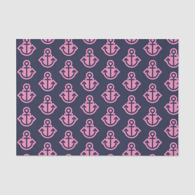 Gewebe für Navy und rosa Anker Seidenpapier (Vorderseite)