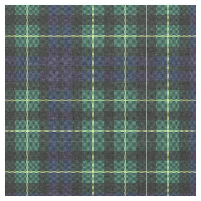 Gewebe - Gelber, grüner und blauer Tartan Stoff (Nahaufnahme)