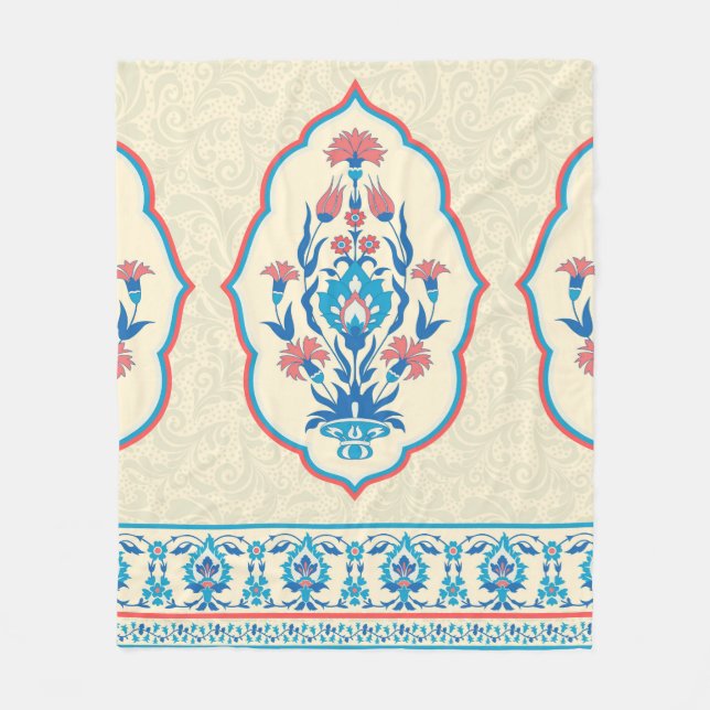 Gewebe mit Blumen nahtlos im ethnischen Stil Fleecedecke (Vorderseite)