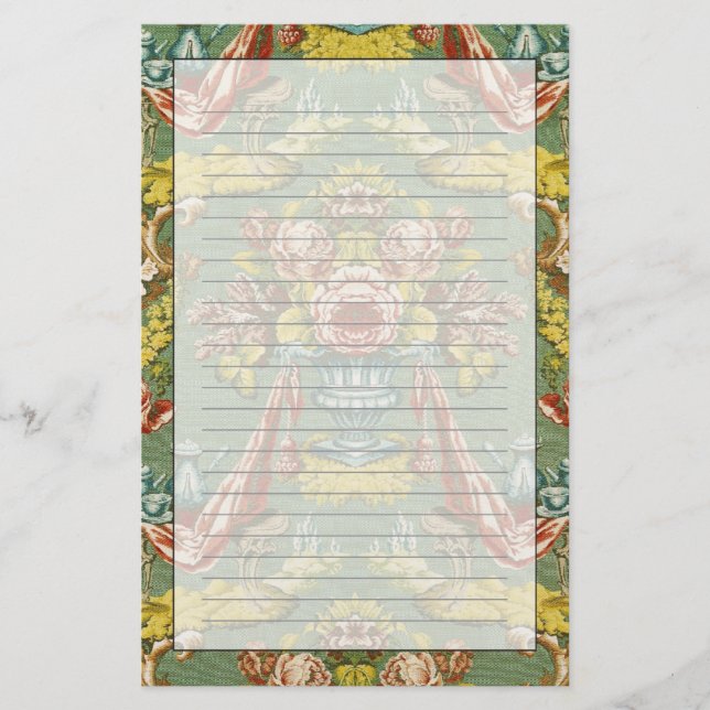 Gewebe mit einem wiederholenden Blumenmotiv Briefpapier (Vorderseite)